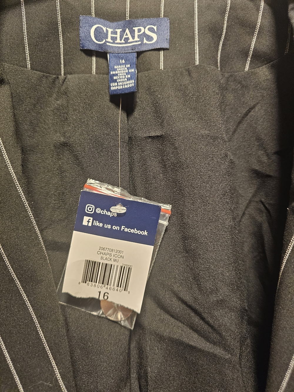 Chaps Women's Black Pinstripe Blazer - Picture 2 of 3